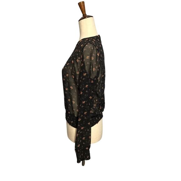 Zara Sheer Floral Keyhole Blouse Small - Picture 4 of 6